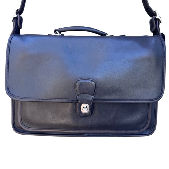 Vintage Coach Metropolitan Briefcase Black Glove Leather Messenger Satchel Bag